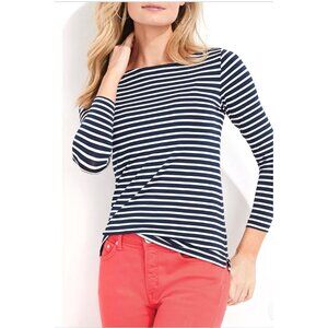 Vineyard Vines Navy & White Striped Sankaty Boat Neck Tee Medium Lightweight Top